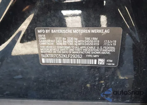 2019 BMW X3 Sdrive30I from USA, damaged, VIN 5UXTR7C52KLF29262